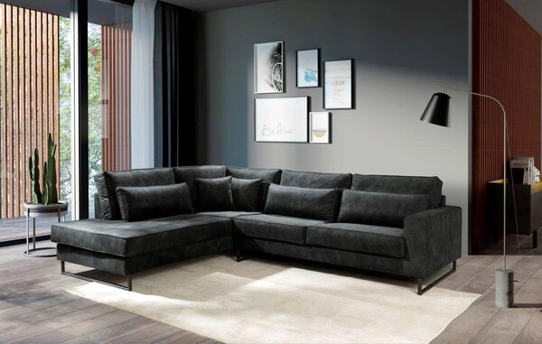 ROHOVÁ SEDAČKA, kompozitné drevo, textil, grafitová Livetastic - Sedačky, Online Only