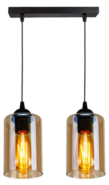 Čierno-hnedý závesný luster Bistro pre žiarovku 2x E27 – LED lustre a svietidlá > Kolekcie svietidiel > Kolekcia svietidiel BISTRO