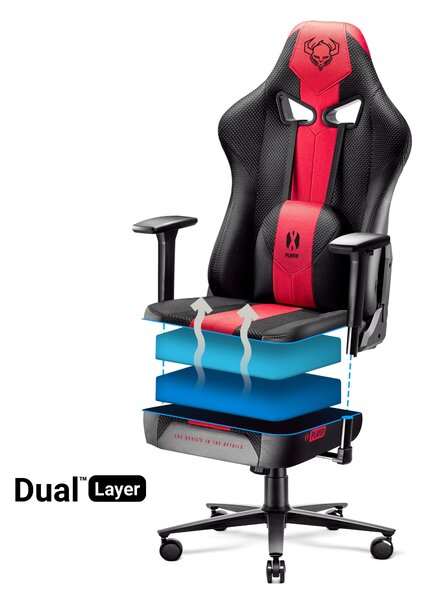Látkové herné kreslo Diablo X-Player 2.0 Normal Size, karmínovo-antracitové