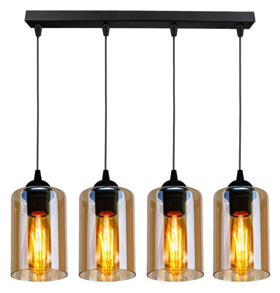 Čierno-hnedý závesný luster Bistro pre žiarovku 4x E27 – LED lustre a svietidlá > Kolekcie svietidiel > Kolekcia svietidiel BISTRO