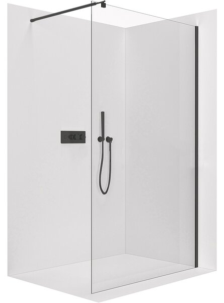 CERANO - Sprchová zástena Walk-in Onyx Round Ľ/P - 8 mm - guľatá vzpera - čierna matná, transparentné sklo - 30x200 cm