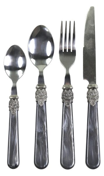 4-dielna starožitné granitová sada príboru Linas - 23cm - Chic Antique