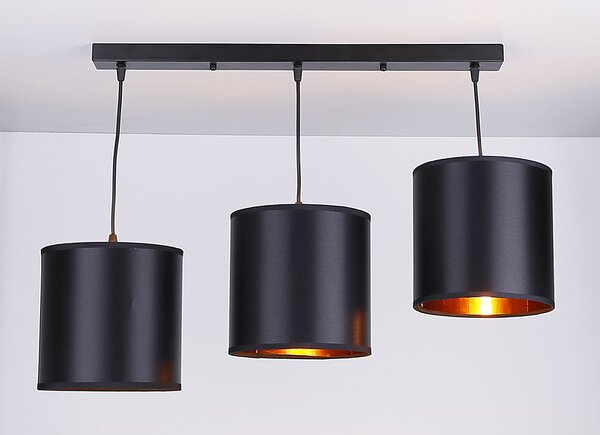Čierno-medený závesný luster Candida pre žiarovku 3x E27 – LED lustre a svietidlá > Kolekcie svietidiel > Kolekcia svietidiel CANDIDA