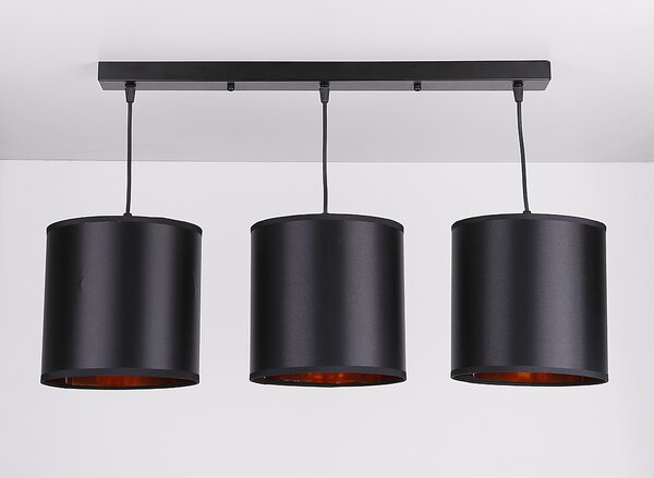 Čierno-medený závesný luster Candida pre žiarovku 3x E27 – LED lustre a svietidlá > Kolekcie svietidiel > Kolekcia svietidiel CANDIDA
