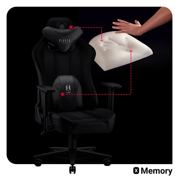 Látkové herné kreslo Diablo X-Player 2.0 Normal Size, bielo-čierne
