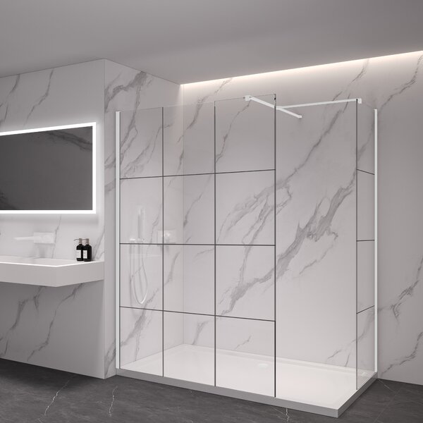 CERANO - Sprchová zástena Walk-in Onyx TL/P - 8 mm - hranatá vzpera - biela matná, industriálne sklo - 90x90x200 cm