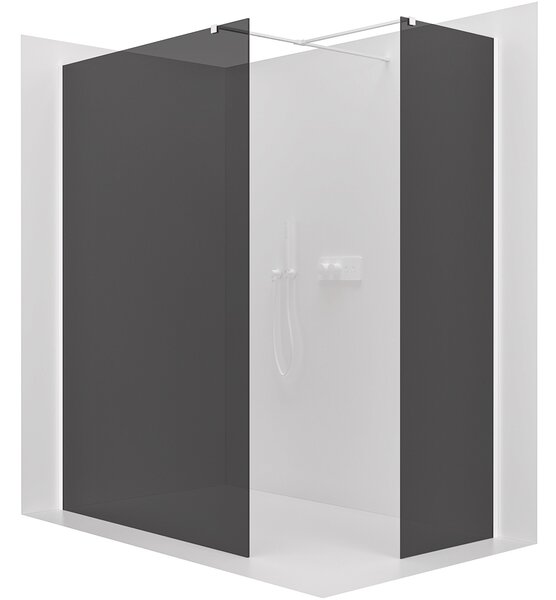 CERANO - Sprchová zástena Walk-in Onyx TL/P - 8 mm - hranatá vzpera - biela matná, grafitové sklo - 100x100x200 cm