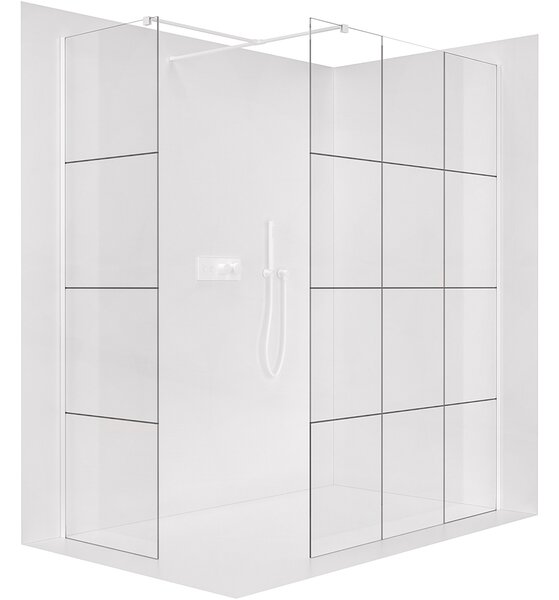 CERANO - Sprchová zástena Walk-in Onyx TL/P - 8 mm - hranatá vzpera - biela matná, industriálne sklo - 90x90x200 cm