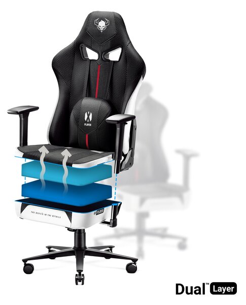 Látkové herné kreslo Diablo X-Player 2.0 Normal Size, bielo-čierne