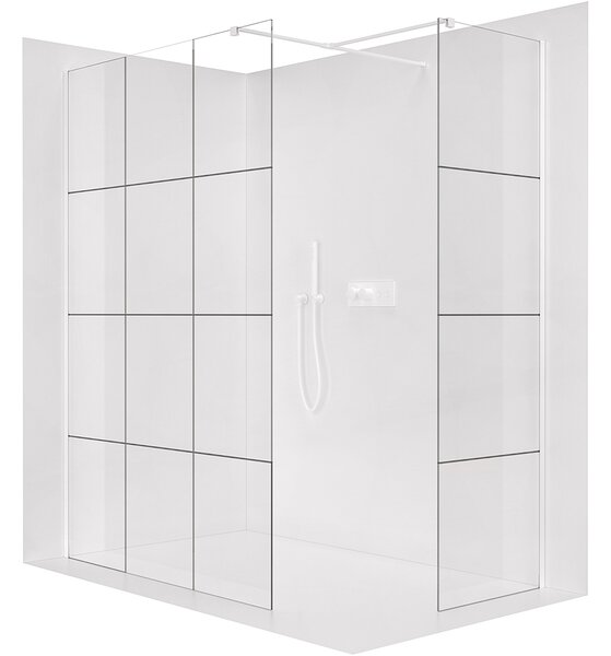 CERANO - Sprchová zástena Walk-in Onyx TL/P - 8 mm - hranatá vzpera - biela matná, industriálne sklo - 90x90x200 cm