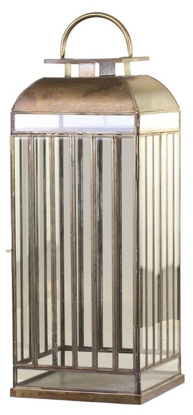 Mosadzná antik kovová lampáš s mžižkou Dione - 21*21*58 cm - Chic Antique