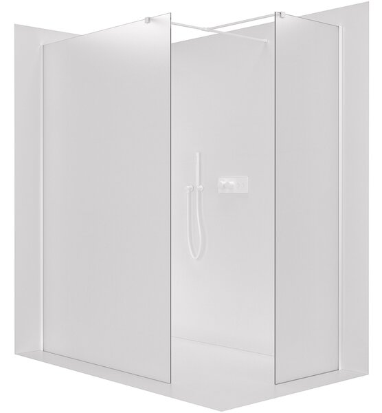 CERANO - Sprchová zástena Walk-in Onyx TL/P - 8 mm - hranatá vzpera - biela matná, mliečne sklo - 30x30x200 cm