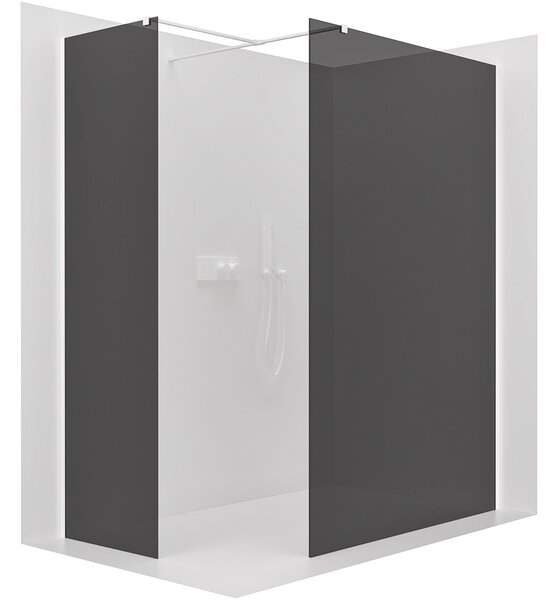 CERANO - Sprchová zástena Walk-in Onyx TL/P - 8 mm - hranatá vzpera - biela matná, grafitové sklo - 100x100x200 cm