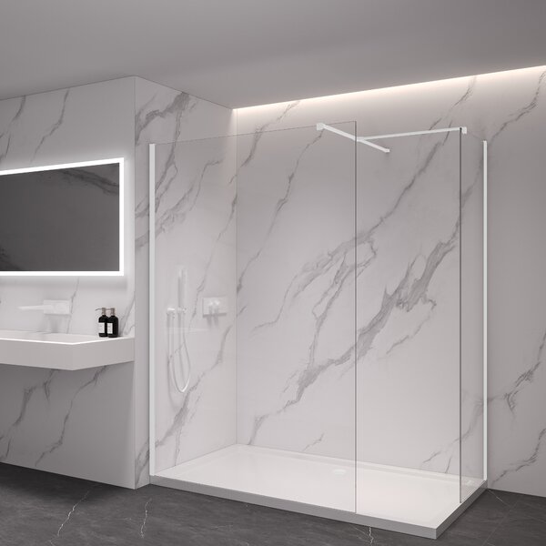 CERANO - Sprchová zástena Walk-in Onyx TL/P - 8 mm - hranatá vzpera - biela matná, transparentné sklo - 30x30x200 cm