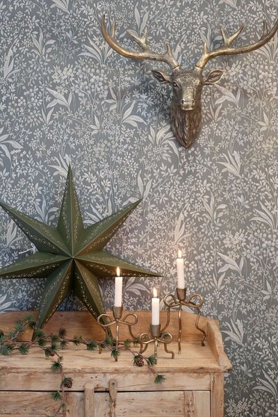 Olivová papierová hviezda Vintage Paper Star - 60 cm - Chic Antique