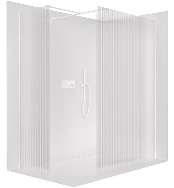 CERANO - Sprchová zástena Walk-in Onyx TL/P - 8 mm - hranatá vzpera - biela matná, ryhované sklo - 50x50x200 cm