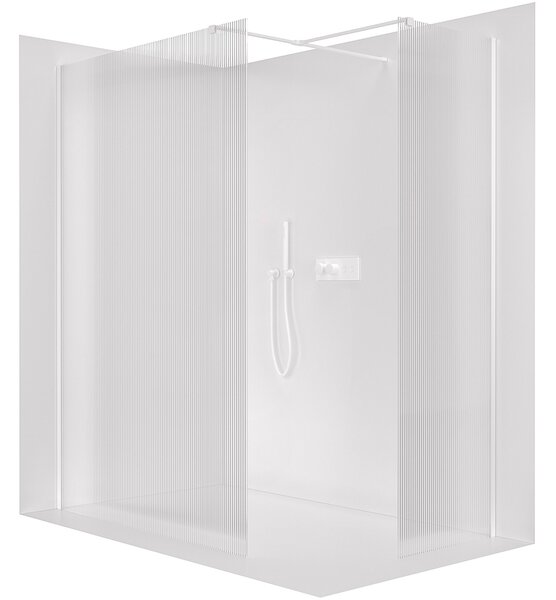 CERANO - Sprchová zástena Walk-in Onyx TL/P - 8 mm - hranatá vzpera - biela matná, ryhované sklo - 50x50x200 cm