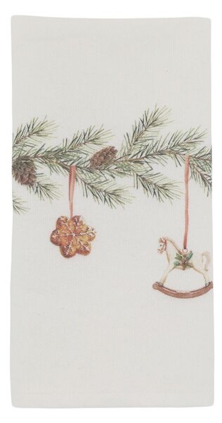 Krémový bavlnený obrúsok s girlandou Aix Christmas - 40*40 cm - Chic Antique