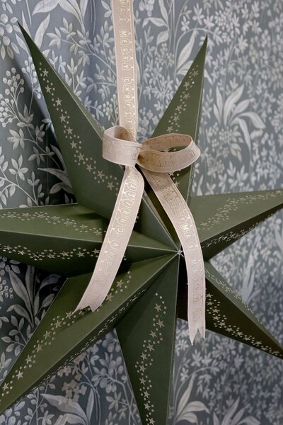 Olivová papierová hviezda Vintage Paper Star - 60 cm - Chic Antique