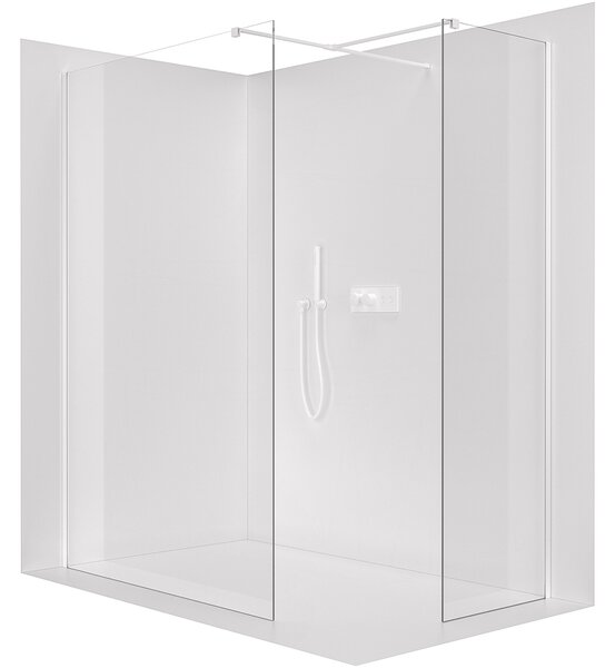 CERANO - Sprchová zástena Walk-in Onyx TL/P - 8 mm - hranatá vzpera - biela matná, transparentné sklo - 30x30x200 cm