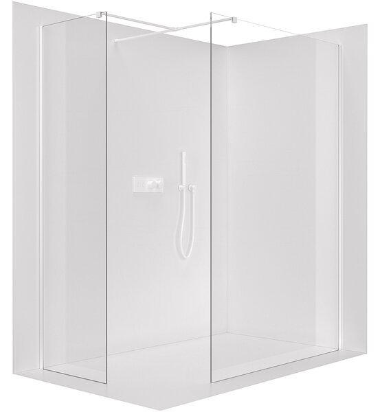 CERANO - Sprchová zástena Walk-in Onyx TL/P - 8 mm - hranatá vzpera - biela matná, transparentné sklo - 30x30x200 cm