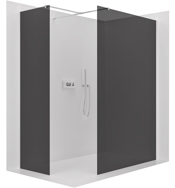 CERANO - Sprchová zástena Walk-in Onyx TL/P - 8 mm - hranatá vzpera - chróm, grafitové sklo - 100x100x200 cm
