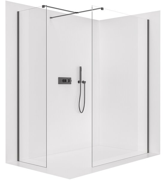 CERANO - Sprchová zástena Walk-in Onyx TL/P - 8 mm - hranatá vzpera - čierna matná, transparentné sklo - 40x40x200 cm