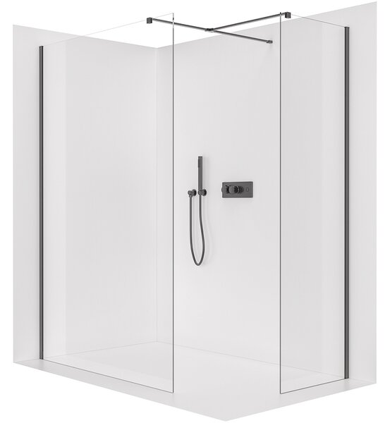CERANO - Sprchová zástena Walk-in Onyx TL/P - 8 mm - hranatá vzpera - čierna matná, transparentné sklo - 40x40x200 cm