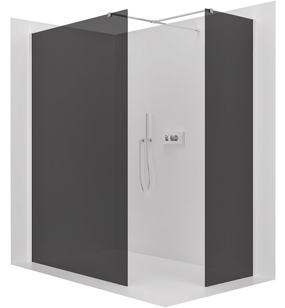 CERANO - Sprchová zástena Walk-in Onyx TL/P - 8 mm - hranatá vzpera - chróm, grafitové sklo - 100x100x200 cm