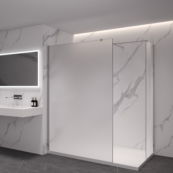 CERANO - Sprchová zástena Walk-in Onyx TL/P - 8 mm - hranatá vzpera - chróm, mliečne sklo - 40x40x200 cm