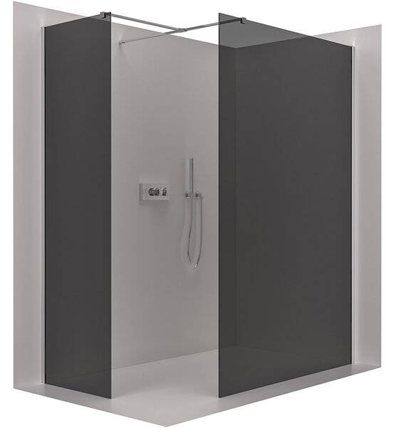 CERANO - Sprchová zástena Walk-in Onyx TL/P - 8 mm - hranatá vzpera - chróm, grafitové sklo - 140x140x200 cm
