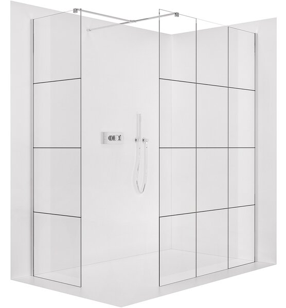CERANO - Sprchová zástena Walk-in Onyx TL/P - 8 mm - hranatá vzpera - chróm, industriálne sklo - 90x90x200 cm