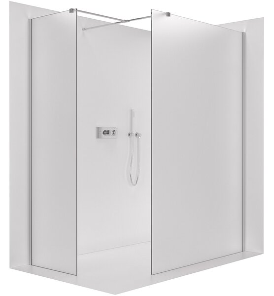 CERANO - Sprchová zástena Walk-in Onyx TL/P - 8 mm - hranatá vzpera - chróm, mliečne sklo - 40x40x200 cm