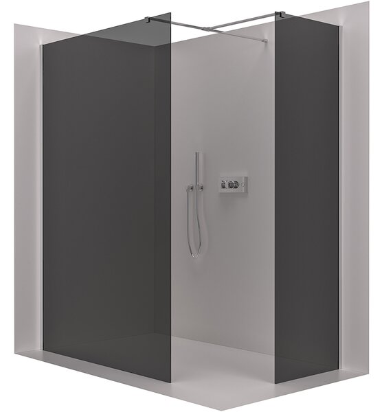 CERANO - Sprchová zástena Walk-in Onyx TL/P - 8 mm - hranatá vzpera - chróm, grafitové sklo - 140x140x200 cm