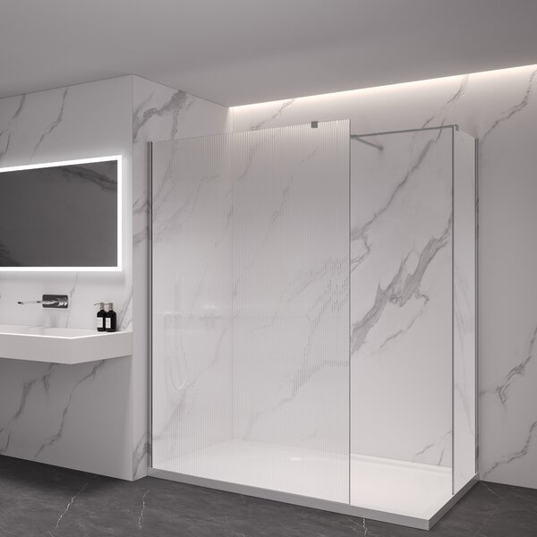 CERANO - Sprchová zástena Walk-in Onyx TL/P - 8 mm - hranatá vzpera - chróm, ryhované sklo - 50x50x200 cm