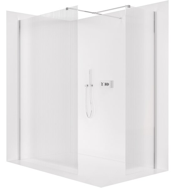 CERANO - Sprchová zástena Walk-in Onyx TL/P - 8 mm - hranatá vzpera - chróm, ryhované sklo - 50x50x200 cm