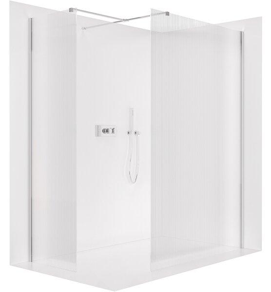 CERANO - Sprchová zástena Walk-in Onyx TL/P - 8 mm - hranatá vzpera - chróm, ryhované sklo - 50x50x200 cm