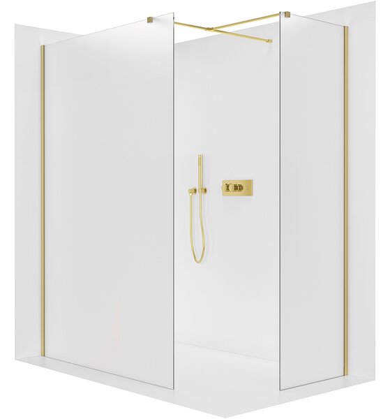 CERANO - Sprchová zástena Walk-in Onyx TL/P - 8 mm - hranatá vzpera - zlatá, mliečne sklo - 30x30x200 cm