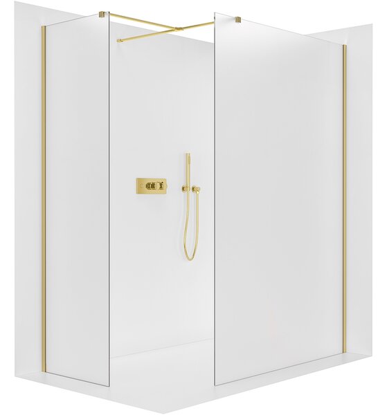 CERANO - Sprchová zástena Walk-in Onyx TL/P - 8 mm - hranatá vzpera - zlatá, mliečne sklo - 30x30x200 cm