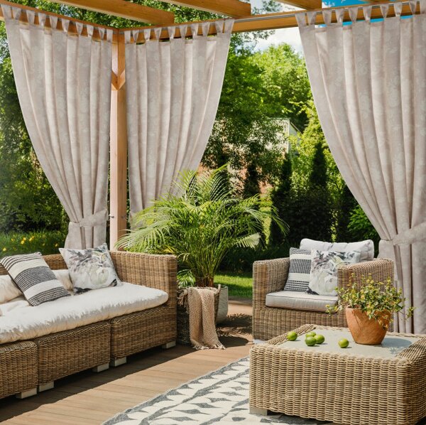 Hotový záves GARDEN 15 púdrovo ružový / krémový - na priechodkách