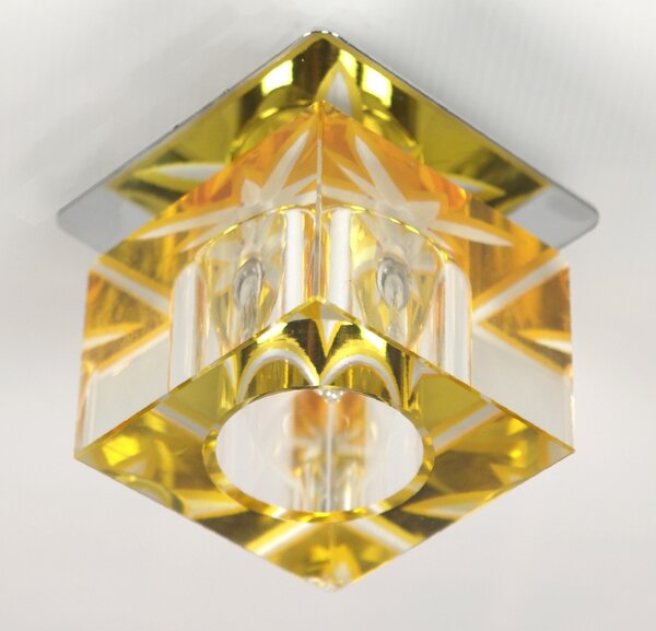 Candellux SK-47 CH/YE-T G4 Podhľadové svietidlo CONSTANT CRYSTAL 20W G4 CUBE BACKGROUND YELLOW 2217669