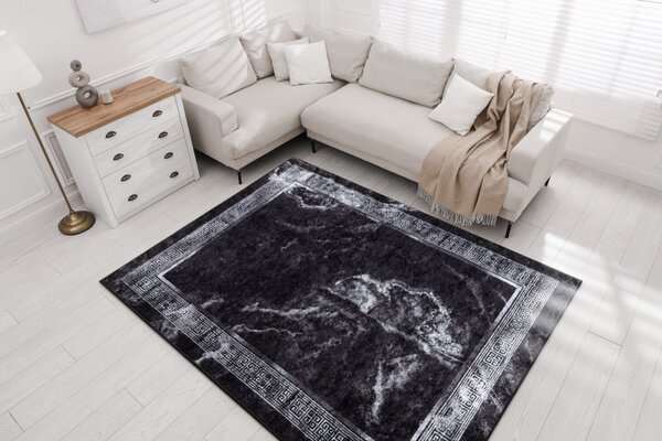 Dywany Łuszczów, Kusový koberec Miro 51278.810 Marble black/white, 80x150, čiernobiela, chodba / predsieň