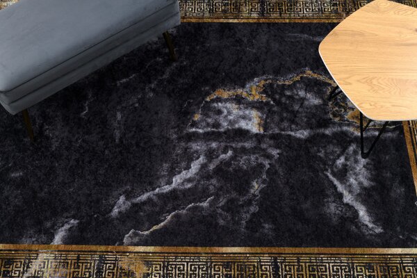 Dywany Łuszczów , Kusový koberec Miro 51278.809 Marble black/gold, 80x150, čierna, chodba / predsieň