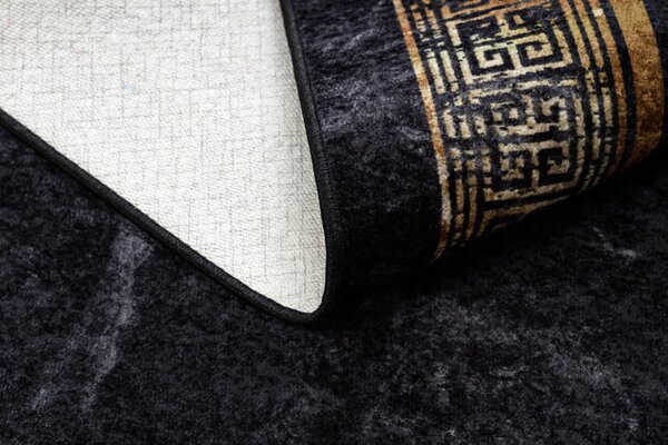 Dywany Łuszczów , Kusový koberec Miro 51278.809 Marble black/gold, 80x150, čierna, chodba / predsieň
