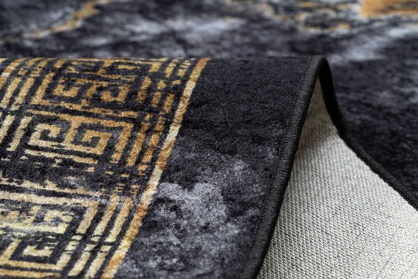 Dywany Łuszczów , Kusový koberec Miro 51278.809 Marble black/gold, 80x150, čierna, chodba / predsieň