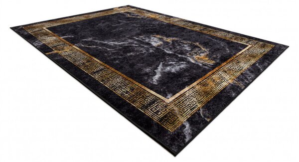 Dywany Łuszczów , Kusový koberec Miro 51278.809 Marble black/gold, 80x150, čierna, chodba / predsieň