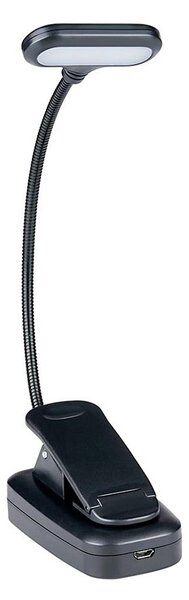 Grundig - Nabíjacia LED stolná lampa s klipom, 5 V, 400 mAh, čierna