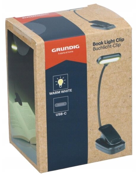 Grundig - Nabíjacia LED stolná lampa s klipom, 5 V, 400 mAh, čierna