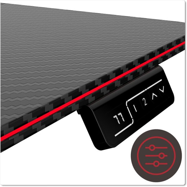 Herný stôl s LED osvetlením SHADOW GAMER 2.0 elektrický, čierny