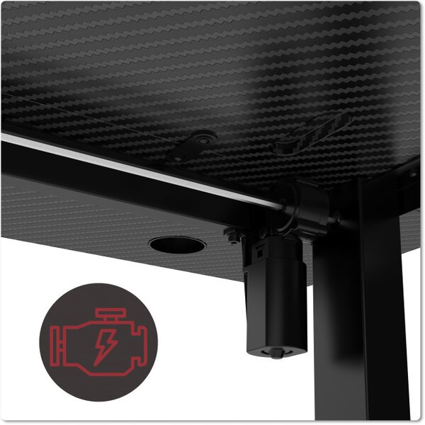 Herný stôl s LED osvetlením SHADOW GAMER 2.0 elektrický, čierny